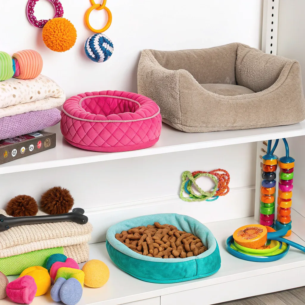 Variety of pet products displayed